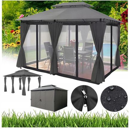 Velaco Pawilon Ogrodowy King-Bl-Gr Szary Materiał Wspornik Moskitiera 4X3 Solidny