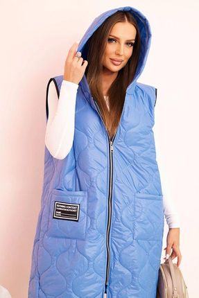 Kesi Włoski Kamizelka Damska Pikowana Plus Size Z Kapturem Zapinana Na Zamek Jeansowa