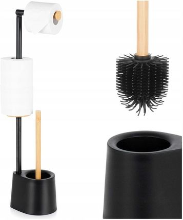 Szczotka Silikonowa Toaletowa WC Łazienkowa Stojak na Papier Toaletowy 2w1