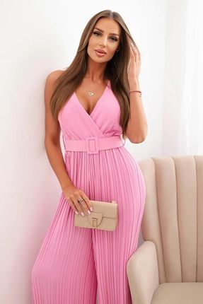 Kombinezon z wiskozy plisowany jasny różowy