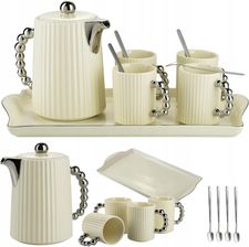 Howhomely Serwis Kawowy Zestaw Herbaciany Luca Cream 10el. Dla 4 Os�b Glam Srebrny (HHLUCA01CS)