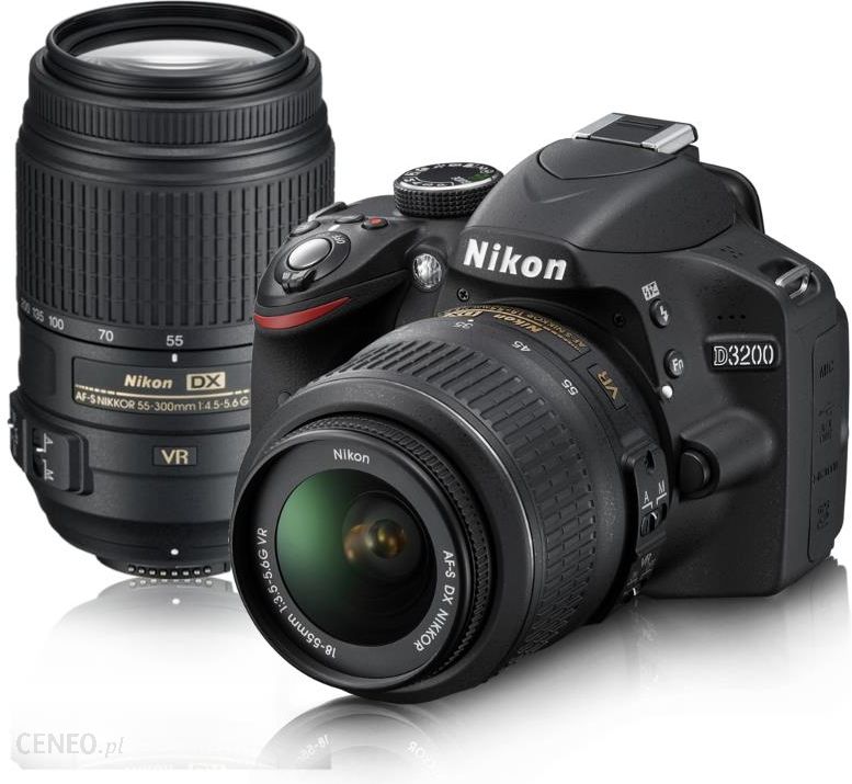 Lustrzanka Nikon D3200 Czarny 18 55mm Vr 55 300mm Vr Ceny I Opinie Na Ceneo Pl