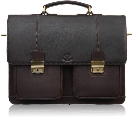 Teczka męska na dokumenty skórzana aktówka podróżna brązowa AY-03-BR