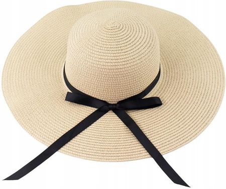 KAPELUSZ DAMSKI PLAŻOWY z dużym falistym rondem