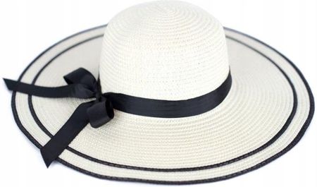 Kapelusz Damski Letni Plażowy Słomkowy Duże Rondo z Kokardą Stylowy Vintage