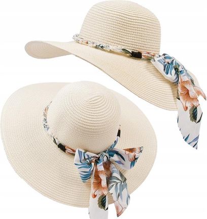 PIĘKNY KAPELUSZ DAMSKI PLAŻOWY z dużym rondem