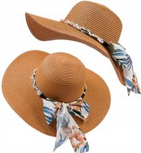 PIĘKNY KAPELUSZ PLAŻOWY damski SŁOMKOWY FALOWANY