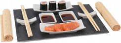 2x Zestaw do Sushi Podawania Taca Kamienna Miseczki Pałeczki Maty Prezent