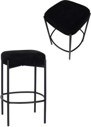 Kwadratowy hoker do kuchni z podnóżkiem Dolly, czarny