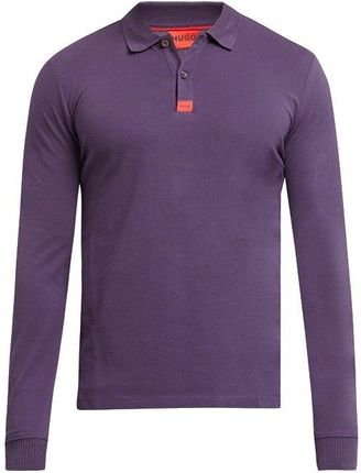 Fioletowa koszulka polo z długim rękawem HUGO BOSS męski longsleeve r. S