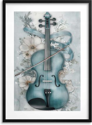 Naklejkomania Plakat ze skrzypcami Obraz czarnej w ramie 50x70 Dekoracja do Salonu