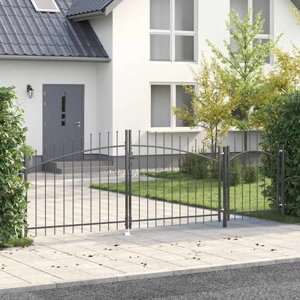vidaXL Brama Ogrodowa Z Końcówką W Kształcie Oszczepu Szara 125X400cm Stalowa 42008908