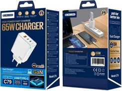 Zdjęcie Jellico Wall Charger C79 Gan Pd 65W 2Xusb C 1Xusb Qc3 0 Cable Usb Lightning White - Andrychów