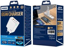 Zdjęcie Jellico Wall Charger C79 Gan Pd 65W 2Xusb C 1Xusb Qc3 0 White - Andrychów