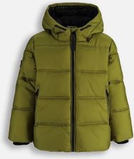 Kurtka zimowa pikowana zielona ocieplana od wewn�trz polarem i z kapturem