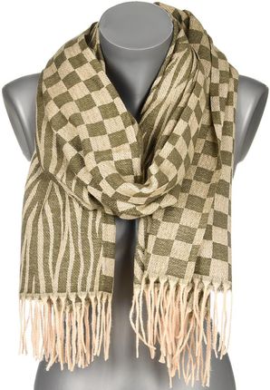 Khaki Duży Szalik Damski bawełniany ciepły szal szachownica ST-23