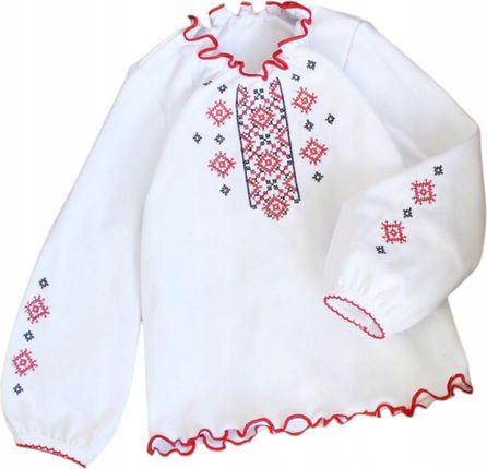 Bluzka niemowlęca długi rękaw 80 biała bluzka z haftem dla dziewczynki