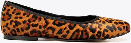 Baleriny z naturalnego włosia w zwierzęcy wzór brązowo - czarne