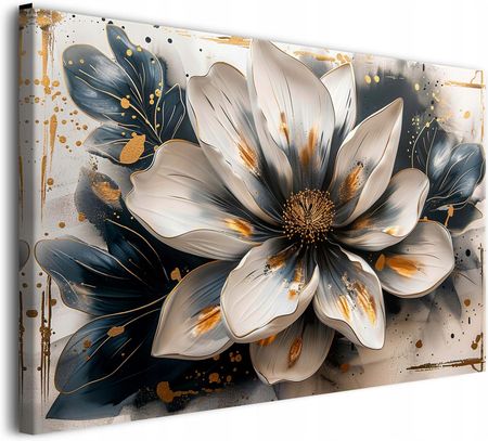 Naklejkomania Obrazy Na Płótnie Nowoczesny Obraz Ścianę Do Salonu Kwiat Złoto 60x90cm
