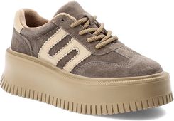 Zdjęcie Brązowe Sneakersy Filippo Stylowe Obuwie Damskie Na Platformie - Jastrzębie-Zdrój