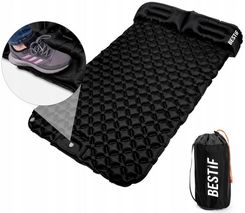 Bestif Podw�jny Materac Turystyczny Trekkingowy Dmuchany Mata Z Wbudowan� Pompk� 190X5,5Cm Czarny