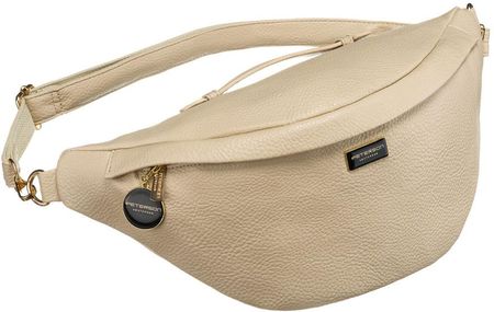 Beżowa nerka damska ze skóry ekologicznej saszetka na biodra lub na ramię crossbody Peterson