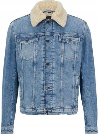 Jeansowa kurtka męska HUGO BOSS r. M niebieska z kożuchem lekko ocieplana