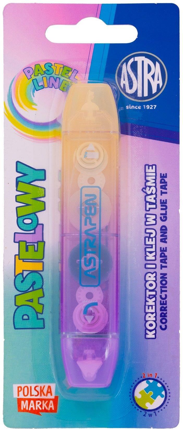 Zdjęcie Wydawnictwo Astra Korektor I Klej W Taśmie 2W1 Astrapen Pastel Line - 1szt. Blister - Siechnice