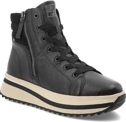 Czarne Sneakersy Rieker Wygodne Obuwie Damskie Na Platformie