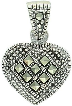 Diament Srebrna zawieszka serduszko z markazytami DIA-ZAW-13022-925 | Pełne serce – Srebro 925