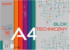 Zdjęcie Penword Blok Techniczny Format A4 10 Kartek Kolorowych Wytrzymały 1szt. - Mikołów
