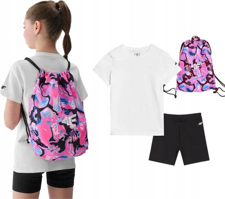 Komplet na Wf set z bawełny 4F F082 zestaw do szkoły dziewczęcy 122-128