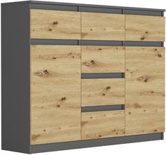 Mobene Komoda 98Cm Szafka 6 Szuflad Antracyt Mix Artisan S62D