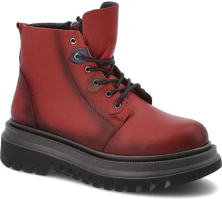 Czerwone Botki Artiker Solidne Obuwie Damskie