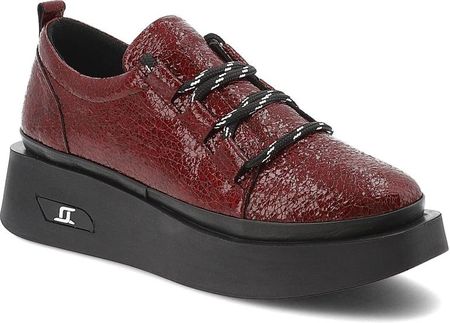 Bordowe Sneakersy Artiker Lakierowane Obuwie Damskie