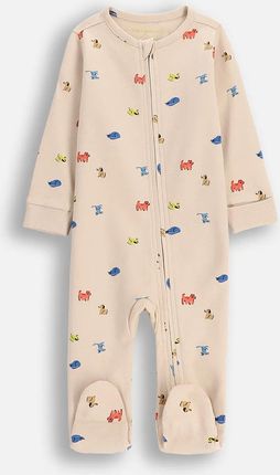 Pajac ze stopami beżowy bawełniany z niedrapkami