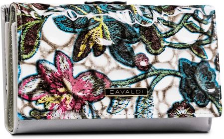 Portfel damski w kwiaty zamykany biglem i zatrzaskiem - 4U Cavaldi