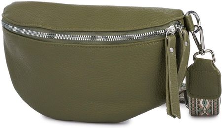 Khaki Damska Eko skóra Saszetka Nerka na pasek pojemna elegancka ner-s-25