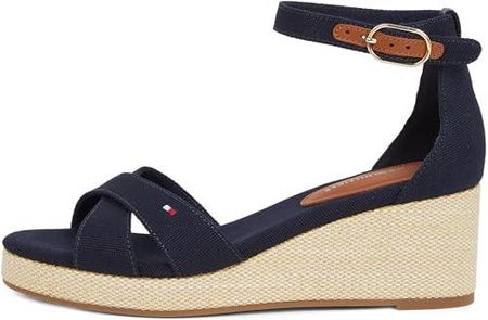 [AC] Tommy Hilfiger Flag Criss-CROS Mid Wedge Espad Fw0fw08481, espadryle na koturnie damskie, Niebieskie, 38 EU