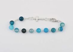 Zdjęcie Różaniec Bransoletka z kamienia - Agat Niebieski - Nekla