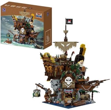 Pan Tasy Pantasy Zestaw Konstrukcyjny Piracka Tawerna Modularna Architektura Wraku Statku Z Tarasowym Barem Gigantyczną Butelką Rumu Morski Zestaw