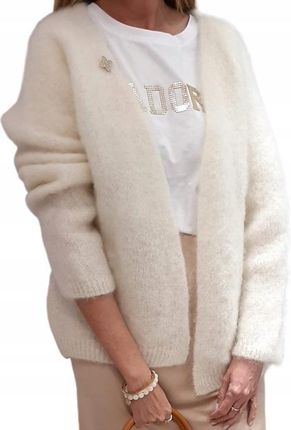 Inna (Yarn) YARN Sweter Kardigan Premium MOHER Krótki Ecru NEW