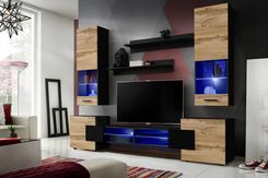 Pan Igie�ka - Meblo�cianka do Salonu LED Czarny D�b Wotan, Zestaw Mebli