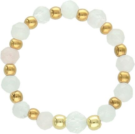 Diament Pierścionek pozłacany srebrny 925 z kwarcem różowym i kryształem – DIA-PRS-13619-925