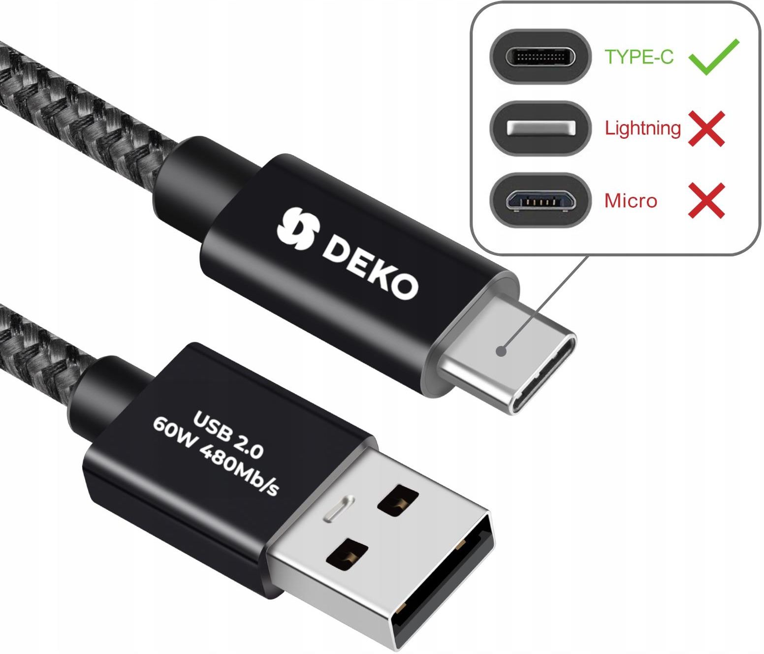 Deko Kabel Usb C 60W Pd Qc Mocny Do Telefonu Czarny - Opinie i ceny na ...