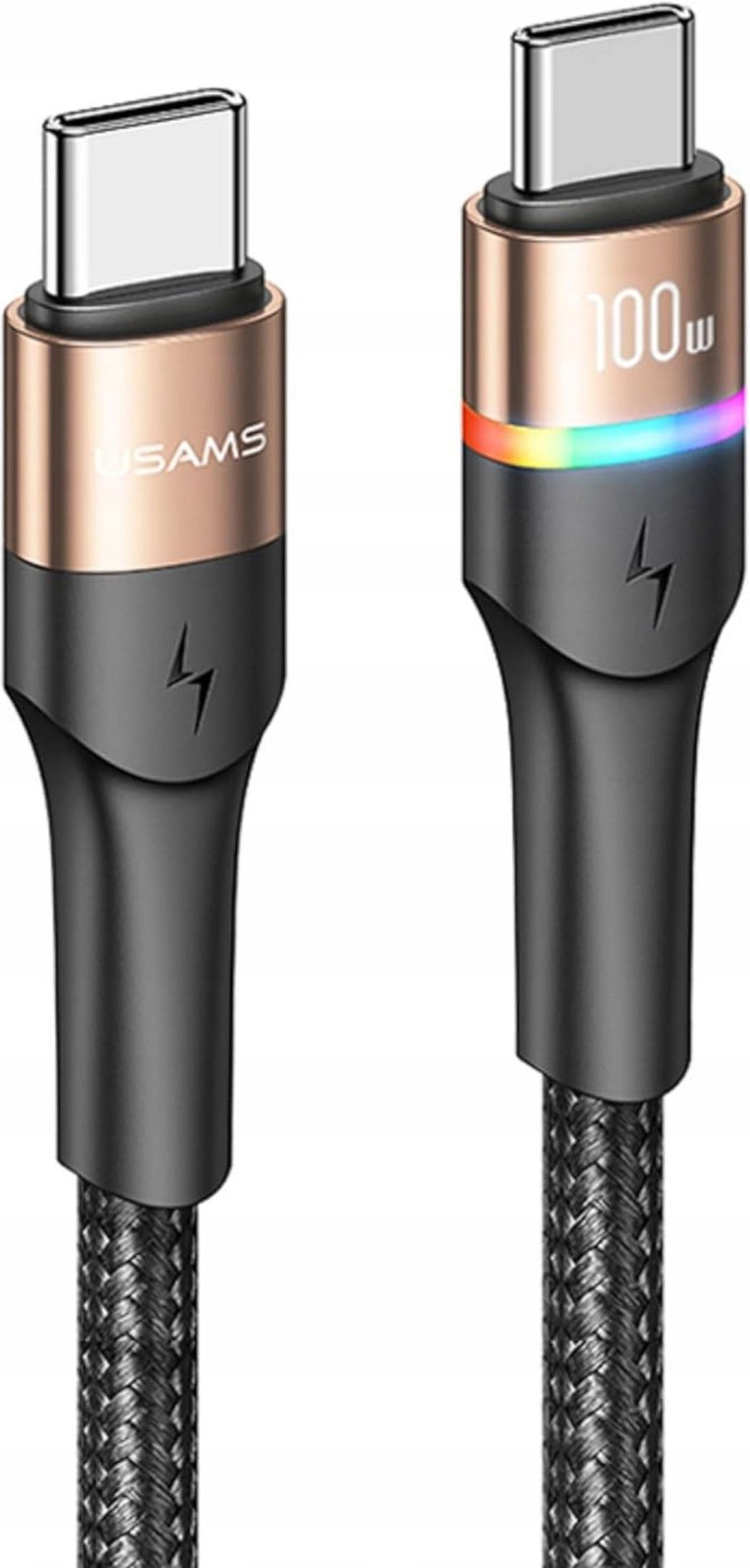 P4Y USB-C US-SJ544 U78 cavo di ricarica e dati con display digitale, ricarica rapida 6A, Materiale: Nylon + alluminio, intrecciato Disposizione intelligente, 1,2 m Nero