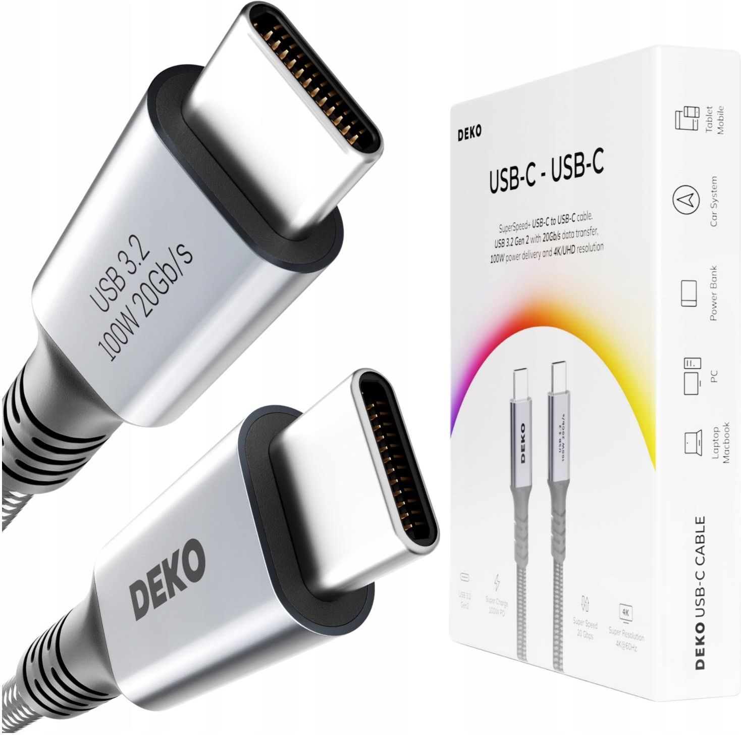 Deko Kabel Usb C 100W Usb3 2 Typ Andrioid Macbook 100 Cm - Opinie i ...