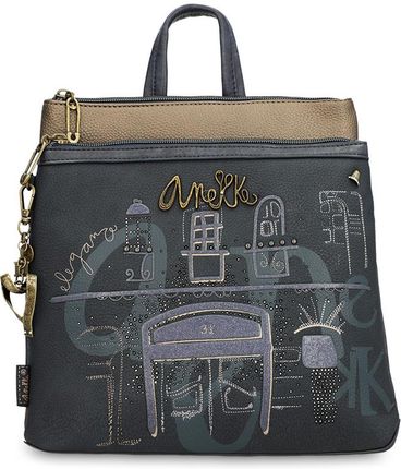 Granatowy Elegancki Damski Plecak Anekke