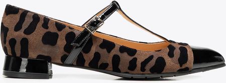 Zamszowe czółenka w panterkę brązowo - czarne