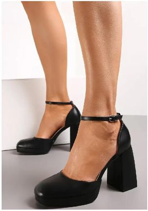 Vices Czółenka Sandałki Na Słupku Z Kwadratowym Czarne Noskiem Ainona 39